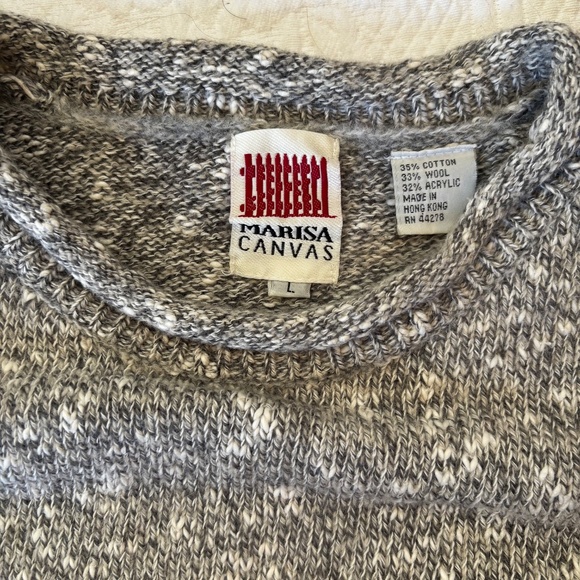 Vintage Marisa Canvas Cotton Wool Knit American Flag Sweater Sz L - Picture 5 of 5